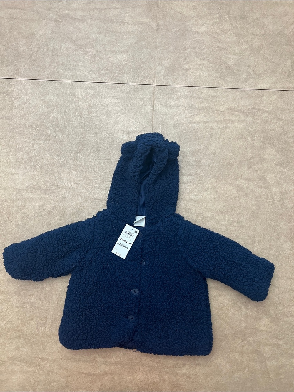 Baby Toddler Navy Blue Hooded Jacket with Ears 12 Months NWT